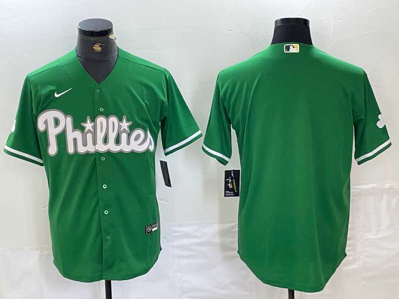 Men%27s Philadelphia Phillies Blank Green Celtic Stitched Cool Base Nike Jersey